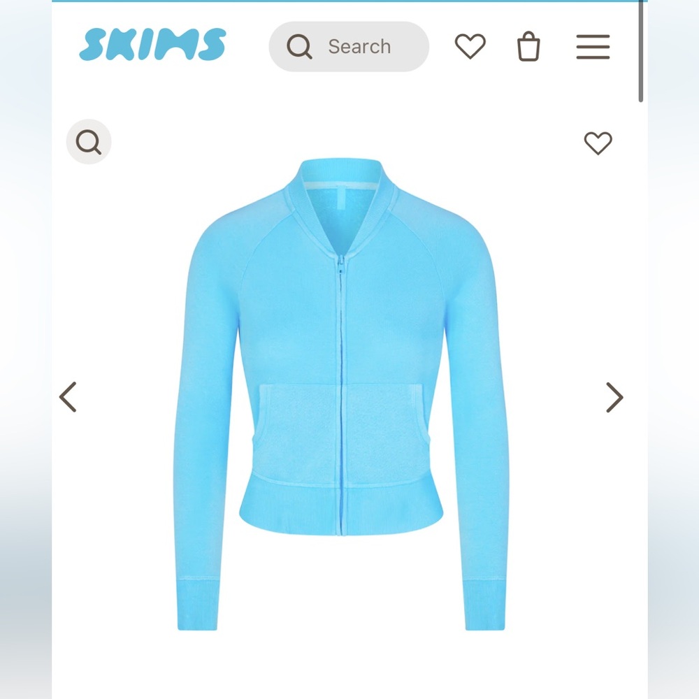 SKIMS Terry Modal Jersey Cyan Blue Cropped Jacket